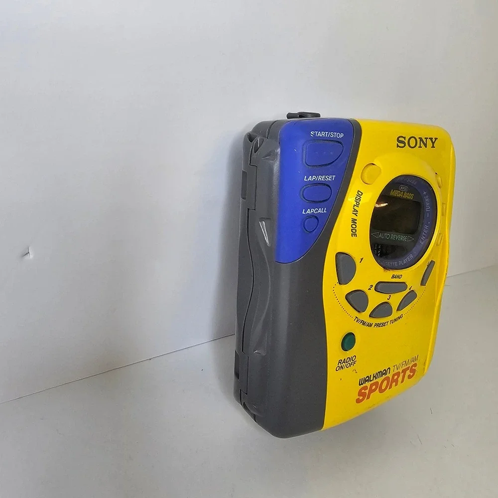 Sony Walkman WM-FS495 Sports TV FM AM Radio Cassette Player Yellow Mega Bass